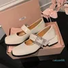 Zapatos de vestir Mujeres Tacones altos Crystal Marie Janes Verano 2024 Sandalias poco profundas con punta cuadrada