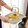 Tea Trays Bathroom Soap Tray Coffee Cutlery Holder Household Board TablePlastic Flat Square Antislip Stand Mobile