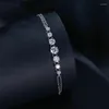 Bracelets à maillons en pierre Moissanite brillante en argent Sterling 925, chaîne de poignet réglable pour femmes, bijoux tendance au quotidien en toute Occasion