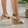 Summer Wedges Women's Sandals Gold Silver High Heel Platform Sandles Women's Thick Sole Sandals 240123