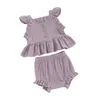 Clothing Sets Baby Girl 2Pcs Summer Outfits Sleeve Button Down Ruffle Tops Shorts Set Infant Clothes