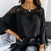 Blusas de mujer Mujeres de encaje Otoño Sexy Costura Camisas blancas Vintage Elegante Señoras Tops Camisa Moda Casual Suelta