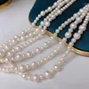 Pendentifs en perles d'eau douce naturelles, chaîne de pull, taille de collier exquise, plusieurs méthodes de ceinture