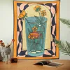 Tapisserier Vintage Inspired Tapestry Wall Hanging Psychedelic Vase Goldfish Flower Decor Minimalistiska tryck Bohemian Art Wall Decor Mural