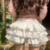 Saias lolita kawaii saia shorts mulheres verão plissado retalhos em camadas cintura alta bonito balletcore y2k mini tutu petticoat