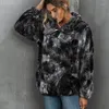 Women's Trench Coats Long-sleeved Tie Dye Fashion Coat Ladies Plush Autumn And Winter Pocket Long Casual Hooded Pullover Sweatshirt