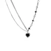 Kpop Noir Coeur Pendentif Collier Punk Brillant Strass Étoile Asymétrique Chaîne Collier pour Femmes Cou Chaîne Y2K Bijoux