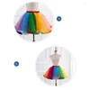 Jupes femmes taille haute plissée maille jupe Midi arc-en-ciel couches Tulle