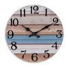 Relógios de parede estilo americano relógio rústico vintage madeira silencioso não ticking 10 polegadas redondo analógico para quarto quarto bateria