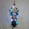 Fullfärg Pixel LED -lampor Jacka Coat Jazz Bar DS Sexig Suit DJ Bikini Nightclub Gogo Lead Dancer Group Dance Costume 240118