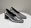 A linha chunky heel sandálias designer vestido sapatos feminino preto marrom couro saltos cabeça escritório slacker sapatos tamanho com caixa