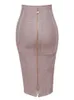 16 Cores XL XXL Sexy Sólido Zíper Laranja Azul Preto Vermelho Branco Rosa Bandage Saia Mulheres Elastic Bodycon Verão Lápis Saia 58cm 240123