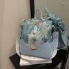 Bolsas escolares Estilo chino Pintura al óleo Impresión Vintage Mujeres Mochila 2024 Casual de alta capacidad All Match Y2K Mochilas de viaje de lona