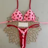 QINJOYER Traje de baño Mujer Lindo Corazón Estampado Bikini brasileño Conjunto Sexy Tanga Traje de baño Dos piezas Traje de baño Mujer Ropa de playa 240123