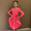 Stage di Usura 2024 Costumi di Ballo Latino per Le Ragazze a Maniche Lunghe Vestito di Velluto Abiti da Pratica Chacha Rumba Tango Vestito DN14210