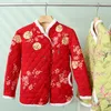 Trenchs de femmes manteaux femmes vintage grande fleur veste rembourrée de coton chinois dongbei court cheongsam manteau de coton mince à l'ancienne année