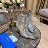 Aquazzura colorido glitter lantejoulas salto alto botas plissadas tornozelo bota bombas mulheres couro brilhante diamante designer stiletto moda sapatos fábrica calçado