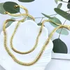 Necklaces 5Pcs ,18K Gold Plated Women Fashion Simple Design Flat Snake Chain Jewelry Necklace Waterproof Hip Hop For Men 2023