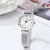 Mulheres simples malha de aço inoxidável com elegante casual relógio de quartzo à prova d'água montre de luxe presentes A6