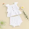 Clothing Sets Baby Girl 2Pcs Summer Outfits Sleeve Button Down Ruffle Tops Shorts Set Infant Clothes
