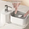 Dispensador de sabão líquido cozinha com suporte esponja pia organizador recarregável prato multifuncional para casa