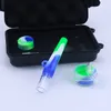 Mini 10mm nektarsamlare kit silikon rökning handrör med titan nagelvaxbehållare plastlåda paket dab olje rigg set vattenrör