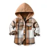 Camicie per bambini Plaid Vestiti per ragazzi Cappotti per ragazze T-shirt con cappuccio a maniche lunghe Bambini Top per bambini Cardigan Autunno Primavera Abbigliamento per giovani Colletto rovesciato Giacche