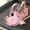 가방 Xiuya Vintage 바이커 숄더백 Y2K 히피 아메리칸 스트리트 스타일 하트 리벳 핑크 핸드백 새로운 고급 가죽 디자이너 가방