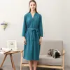 Vêtements de nuit pour femmes Rosy Femmes Summer Waffle Peignoir Sucer l'eau Kimono Robe de chambre Casual Homewear V-Col Robe de bain Dames Chemise de nuit