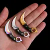 Mini Claw Knife Neychain Hanger Karambit Fruit Survival Knife EDC Pocket Outdoor Tools Camping Portable Fixed Blade Self Defense Knife