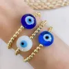 Pulseiras 5 peças, grande pulseira de mau olhado joias para mulheres azul branco olho pulseiras de alta qualidade contas banhadas a ouro pulseras mujer moda