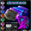 Máscaras de festa LED Light Up Face Colorf Máscara Luminosa Prom Nightclub Brilhante para Halloween Festival de Natal Dança Cosplay Drop Deli Dhu6B
