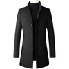 Men's Trench Coats Men Long Jackets Double Breasted Casual Wool Blends Business Leisure Overcoats Male Fit