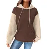 Women's Hoodies 2024 Color Block Long Sleeve Casual Drawstring Cotton Layering Tops For Women Tube
