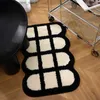 Carpet Nordic Flocking Grids Rugs for Bedroom Fluffy Soft Entrance Area Rug Non-slip Plush Bathmat Floor Mat Black White Plaid Carpets Q240123