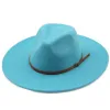 Large bord Fedora chapeaux avec ceinture marron automne hiver femmes haut de fête chapeau hommes jazz rétro cowboy feutre casquette Panama chapeau de soleil ZZ