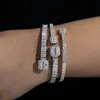 팔찌 2pcs/로트 3.8mm 및 5.5mm 너비 D VVS Moissanite Baguette Bracelets Mens Bangles 925 Sterling Silver Luxury Women Hip Hop Jewelry