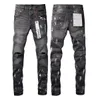 Mens jeans roxo designer rasgado motociclista magro em linha reta calças skinny designer true stack moda jeans tendência marca vintage calça jeans de marca roxa