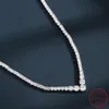 Halsband 2023 mode Nytt 100% 925 Sterling Silver Simple Mortile Vshaped Inlaid Zircon Women's Necklace Birthday Wedding Jewelry Gift