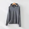 Maglioni da donna Maglione monopezzo senza cuciture Pullover lavorato a maglia con scollo a V con cappuccio a maniche lunghe