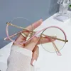 Zonnebril 1PC Ronde Semi-Randloze S-vorm Bril Vrouwen Brillen Groot Frame Clear Lens Optische Brillen Mannen vintage Anti-Blauw Licht