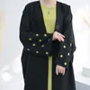 Ethnic Clothing Black Abaya Clover Embroidery Dubai Turkey Kimono Muslim Women Islamic Modesty Ramadan Eid Kaftan (No Inner Dress)