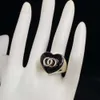 Designer channellies Heart shaped Drop Black Glue Brass Material Ring Unique Design Fashionable Versatile Ring