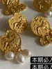 Boucles d'oreilles à tige en forme de pièce de monnaie française, plaqué épais, en or véritable 24 carats, modèle Vintage en métal fin