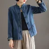 Damesjassen Vintage Geborduurde Denim Jas 2024 Lente Zomer Retro Etnische Stijl Knop Casual Jeans 5XL