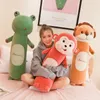 55Cm Animal Soft Strip Sleeping Cylindrical Frog Monkey Pillow Doll Creative Lazy Plush Toy Child Comfortable Pillow Doll Gift High quality