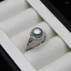Clusterringen Echte Zoetwaterparel Ring Voor Vrouwen Natuurlijk Wit 925 Zilver Modebloem