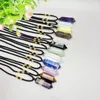Jewelry Pouches Natural Chakra Stone Double Point Smoky Amethyst Quartz Pendant Healing Crystal Wand Energy Amulet Necklace Gift