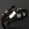 Braccialetti con ciondoli Bracciale con chiusura magnetica da uomo in pelle vintage Moda Pulsera Hombre Femme Donna