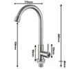 New Kitchen Faucet Stainless Steel Water Tap Single Cold Free Rotation Deck Mounted Single Lever Bathroom Kitchen Sink Faucet